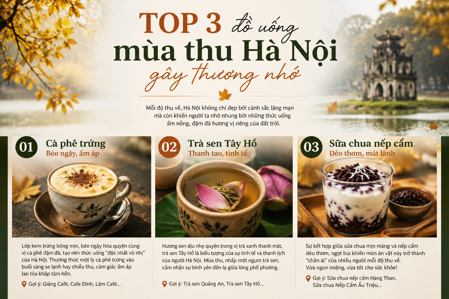 Top 3 đồ uống mùa thu Hà Nội gây thương nhớ