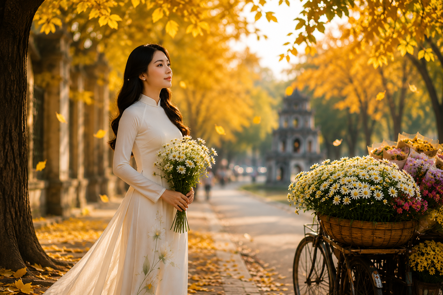 Áo dài và mùa thu – Bộ đôi không bao giờ lỗi hẹn